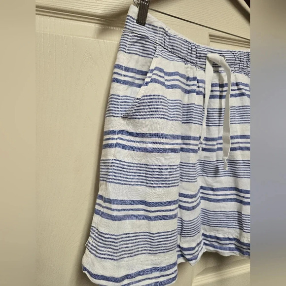 J Crew White and Blue Striped Nautical 100% Linen Casual Short Mini Skirt Size 2 - Picture 4 of 10